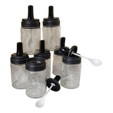 Combo 7 Porta Tempero Condimento Vidro Pq Tampa Hermetic Kt9