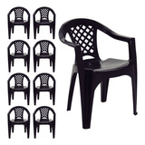 Combo 8 Cadeiras Plástico Preta Tramontina