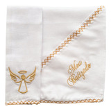 Combo Batizado 2 Peças Toalha Fralda Babete Dourado