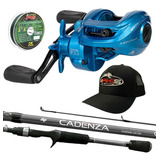 Combo Carretilha Montana Bait Vara Cadenza Boné Linha Mult