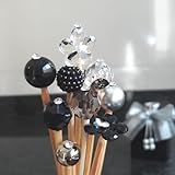 Combo Com 20 Varetas Decoradas Para Difusores E Aromatizadores De Ambiente Preto Prata