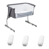 Combo Com 3 Lençol P Berço Safety 1st Side By Side 82x52x8