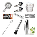 Combo Coqueteleira Boston Kit Bar Barman Todo Em Inox