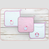 Combo De 3 Pano De Boca Baby Charmy Pinguins Bordado Premium