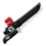 Combo Faca Fileteira Rapala Soft Grip Afiador E Bainha