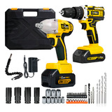 Combo Furadeira De Impacto Com Chave De Impacto A Bateria 21v The Black Tools