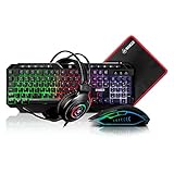 Combo Gamer Mancer ORC 4x1 Teclado ABNT2 Mouse 3600DPI Mousepad Pequeno Headset Drivers 50mm Rainbow MRC ORC RBW01
