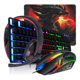 Combo Gamer Periféricos Teclado Mouse Rgb Mouse Pad Headset