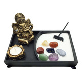 Combo Jardim Zen Vela Pedras Chakras Ganesha Castiçal