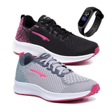 Combo Kit 2 Tenis Feminino Caminhada Treino Barato relogio