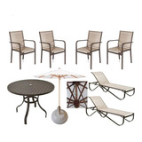 Combo Ombrelone Espreguiçadeiras Mesa E Cadeiras Aluminio
