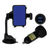 Combo Para Carro Suporte De Celular Carregador Veicular