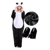 Combo Pijama E Pantufa Kigurumi Cosplay Pelúcia Conforto