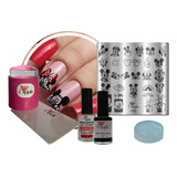 Combo Placas Carimbo E Esmalte P80 Mickey