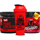 Combo Pré Treino Prohibido 360g Sabor Citrus Creatina Monohidratada 100 Pura 300g Coqueteleira 3vs Nutrition