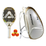 Combo Raquete Beach Tennis Ama Kronos White Raqueteira