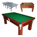 Combo Salão De Jogos Mesa De Bilhar pebolim  Ping Pong