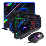 Combo Teclado Anti Ghost Mouse Gamer Mousepad E Headset Rgb Cor Do Mouse Rgb Pulse