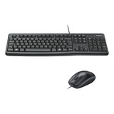 Combo Teclado E Mouse Com Fio Usb Mk120 Óptico Preto Logitech