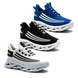 Combo Tenis Para Academia Masculino Sola Trançada Kit 3