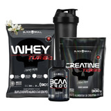Combo Whey Protein Turbo Creatina Bcaa Kit Black Skull