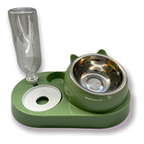 Comedouro Bebedouro Automático Elevado Cão Gato Cachorro Pet Cor Verde