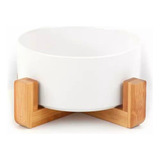 Comedouro Bebedouro Pet De Cerâmica Com Base De Bambu Oikos