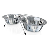 Comedouro Bebedouro Tigela Cachorro Duplo Aço Inox Chalesco 480ml
