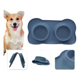 Comedouro Duplo Bebedouro Tapete Antiderrapante Cães Gatos