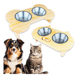 Comedouro Duplo Pet Bebedouro Cachorro Gato Elevado 2 Potes Cor Cahcorro Marrom claro