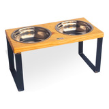 Comedouro Elevado M Duplo Suporte Inox Pet Cão Gato Cachorro