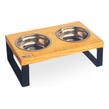 Comedouro Elevado P Duplo Suporte Inox Pet Cão Gato Cachorro