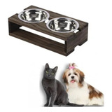 Comedouro Pet Duplo 2 Potes Elevado Inox Para Cães E Gatos