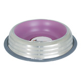 Comedouro Pet Inox E Silicone Para Cães E Gatos Médio Rosa