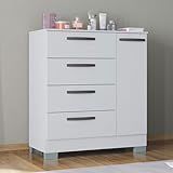 Cômoda 1 Porta 4 Gavetas Branco Poquema