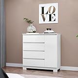 Cômoda 1 Porta 4 Gavetas Vega Estilo Moderno Branco