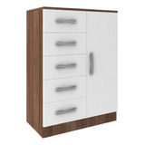 Cômoda 1 Porta 5 Gavetas Teka branco Co65 Fellicci