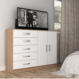 Cômoda 2 Portas 5 Gavetas Evidência Móveis Ef