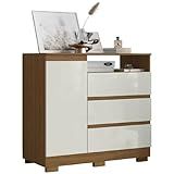 Cômoda Com Sapateira Organizadora 3 Gavetas 1 Porta Lion Aramóveis Madeirado Off White