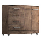 Comoda Gisele 4 Gavs 2 Portas Chocolate Cor Marrom