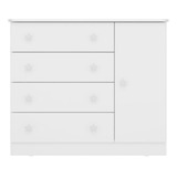 Cômoda Infantil Doce Sonho 1 Porta 4 Gavetas Branco Qmovi