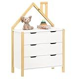 Cômoda Infantil Montessori Madeira Casinha 3 Gavetas Elano Natural Branco 