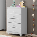 Cômoda Para Quarto Pequeno 5 Gavetas Branco