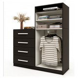 Cômoda Paris 2 Portas 4 Gavetas Preto Fosco Panorama