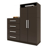 Cômoda Paris 2 Portas 4 Gavetas Preto Fosco Pm