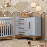 Cômoda Sapateira Encanto Para Quarto Juvenil Com 4 Gavetas Organizador De Roupa Cor Cinza