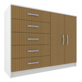 Cômoda Siena 2 Portas 5 Gavetas Branco canela Panorama