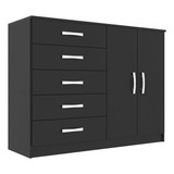 Cômoda Siena 2 Portas 5 Gavetas Preto Panorama Móveis