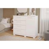 Cômoda Solteiro Malu 1 Porta 4 Gavetas Branco Panan