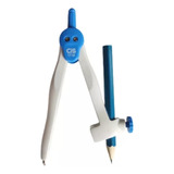 Compasso Com Lápis Capa Protetora Escolar Plástico Azul
